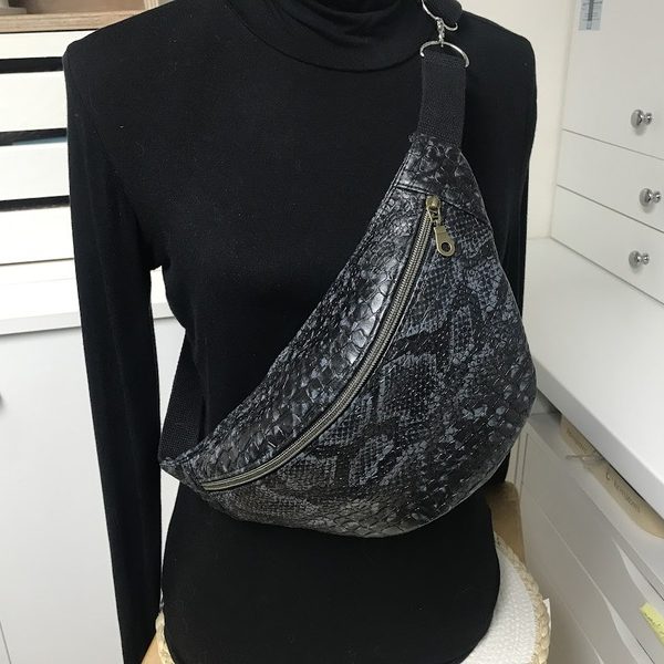 Sac banane simili croco noir gris Sophiacreas Callac
