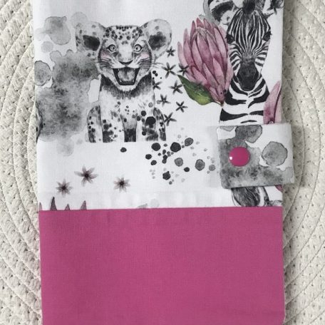 Protège carnet de santé tissus savane rose personnalisable Sophiacréas Callac