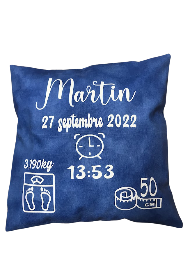 coussin de naissance personnalisé Martin Sophiacreas Callac