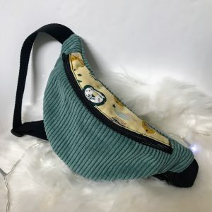 Sac banane enfant velours côtelé vert clair et coton jungle Sophiacreas Callac 2024
