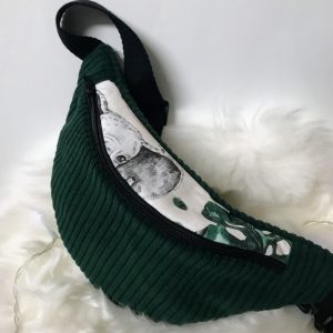 Sac banane enfant velours côtelé vert foncé coton savane fabriqué en Bretagne France Sophiacreas Callac 2024