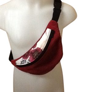 Sac banane enfant velours côtelé rouge bordeaux Sophiacréas Callac 2024